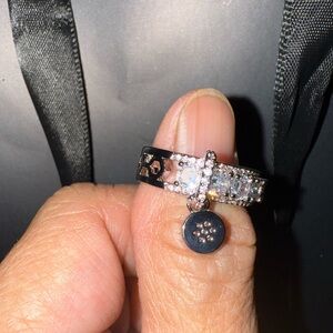 Black and Silver Ring with Charm